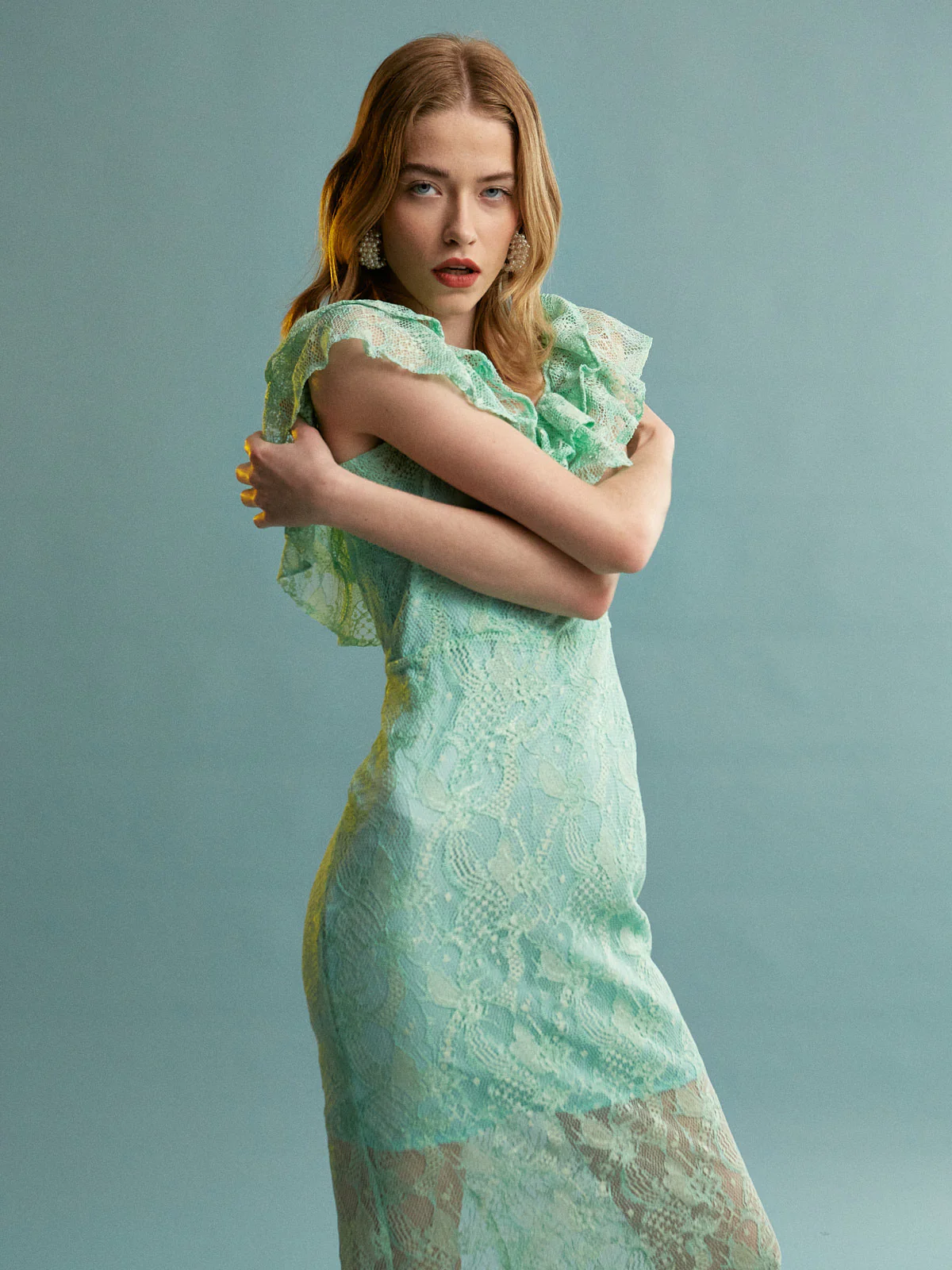 Sebille ruffle lace mint dress - Image 2