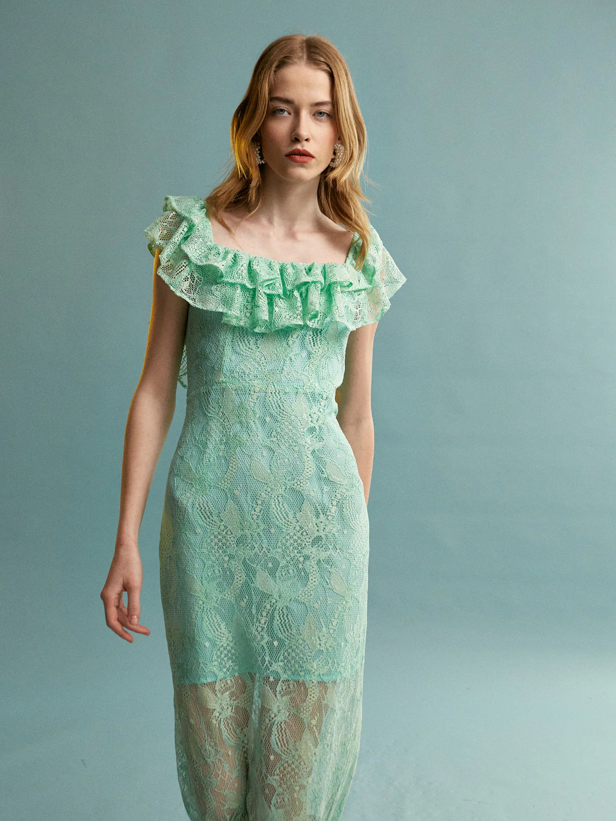 Sebille ruffle lace mint dress - Image 3