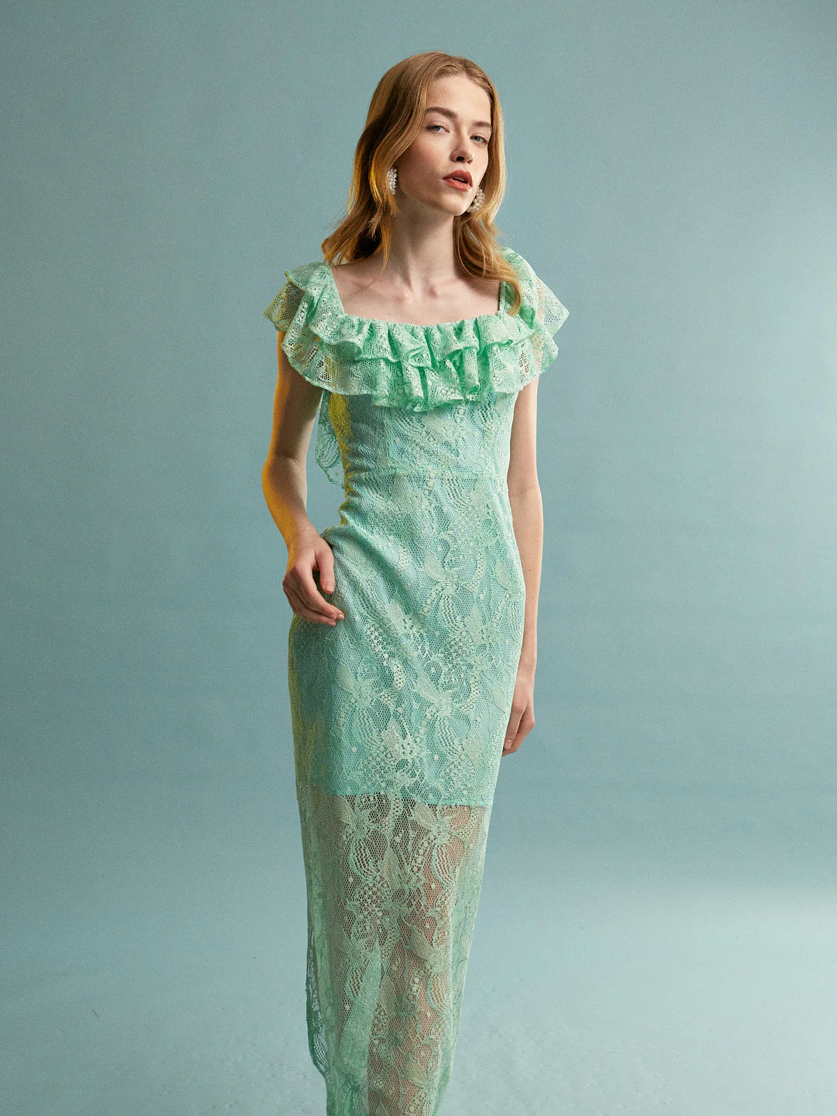 Sebille ruffle lace mint dress - Image 4