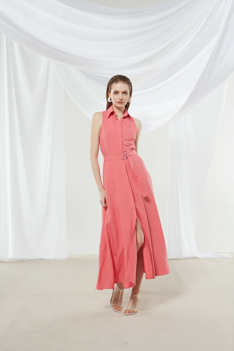 Senna coral shirtdress