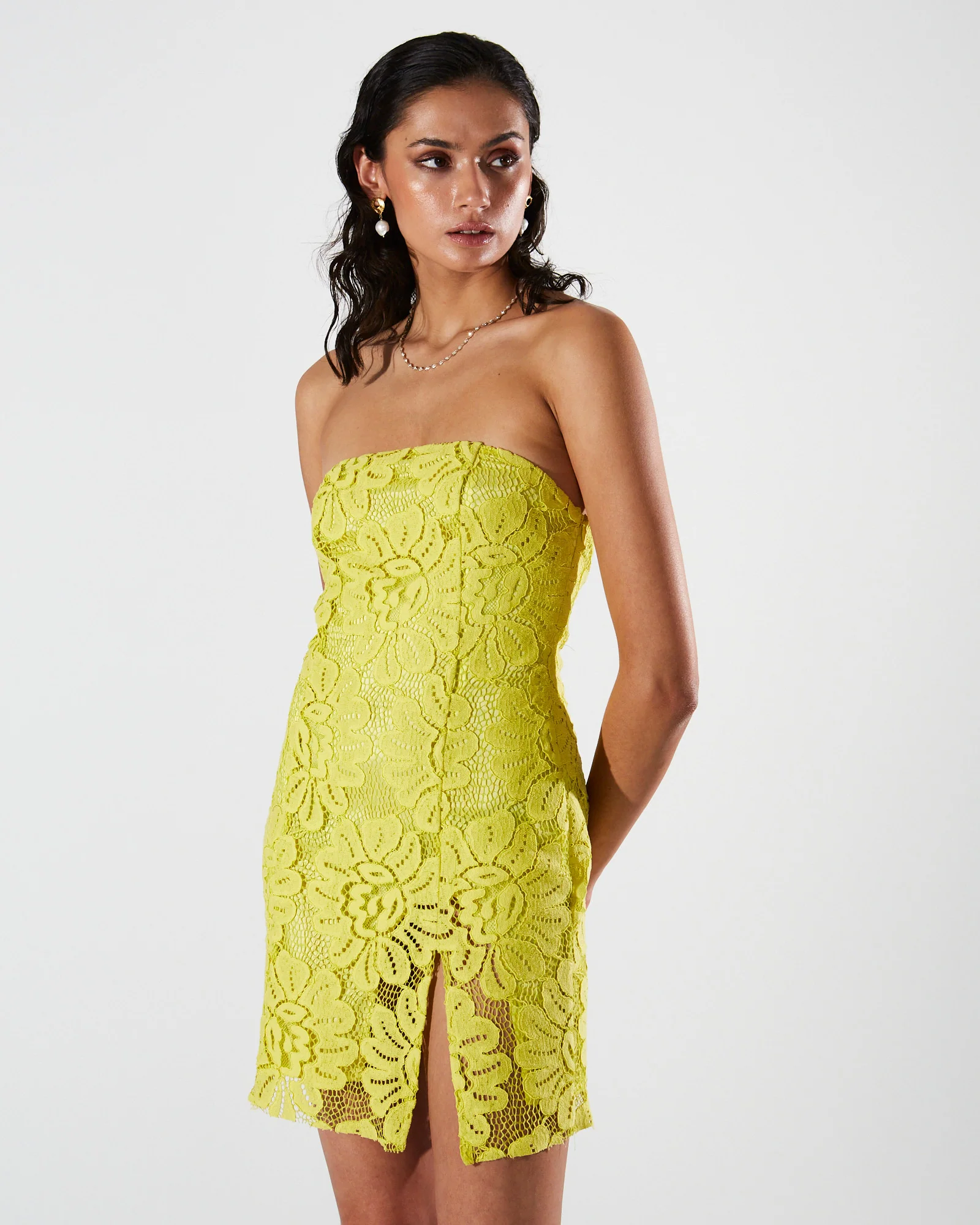 Simone lace strapless mini dress - Image 2