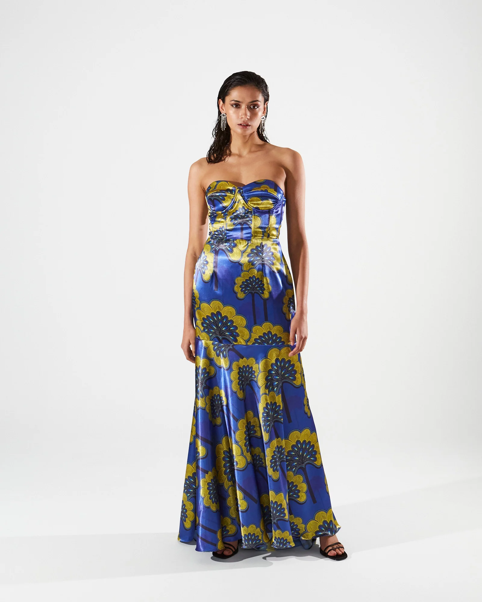 Tessa satin printed corset dress