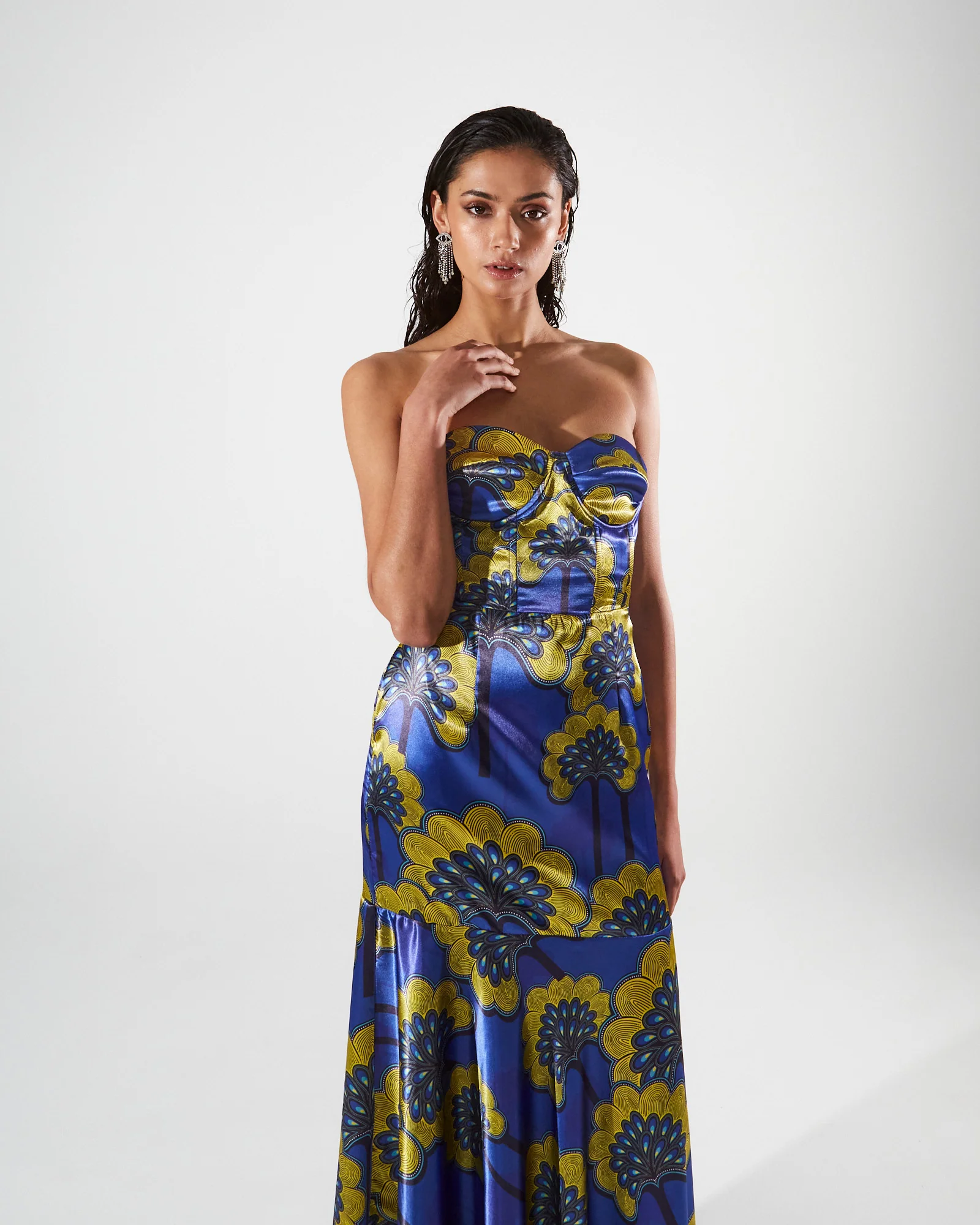Tessa satin printed corset dress - Image 2