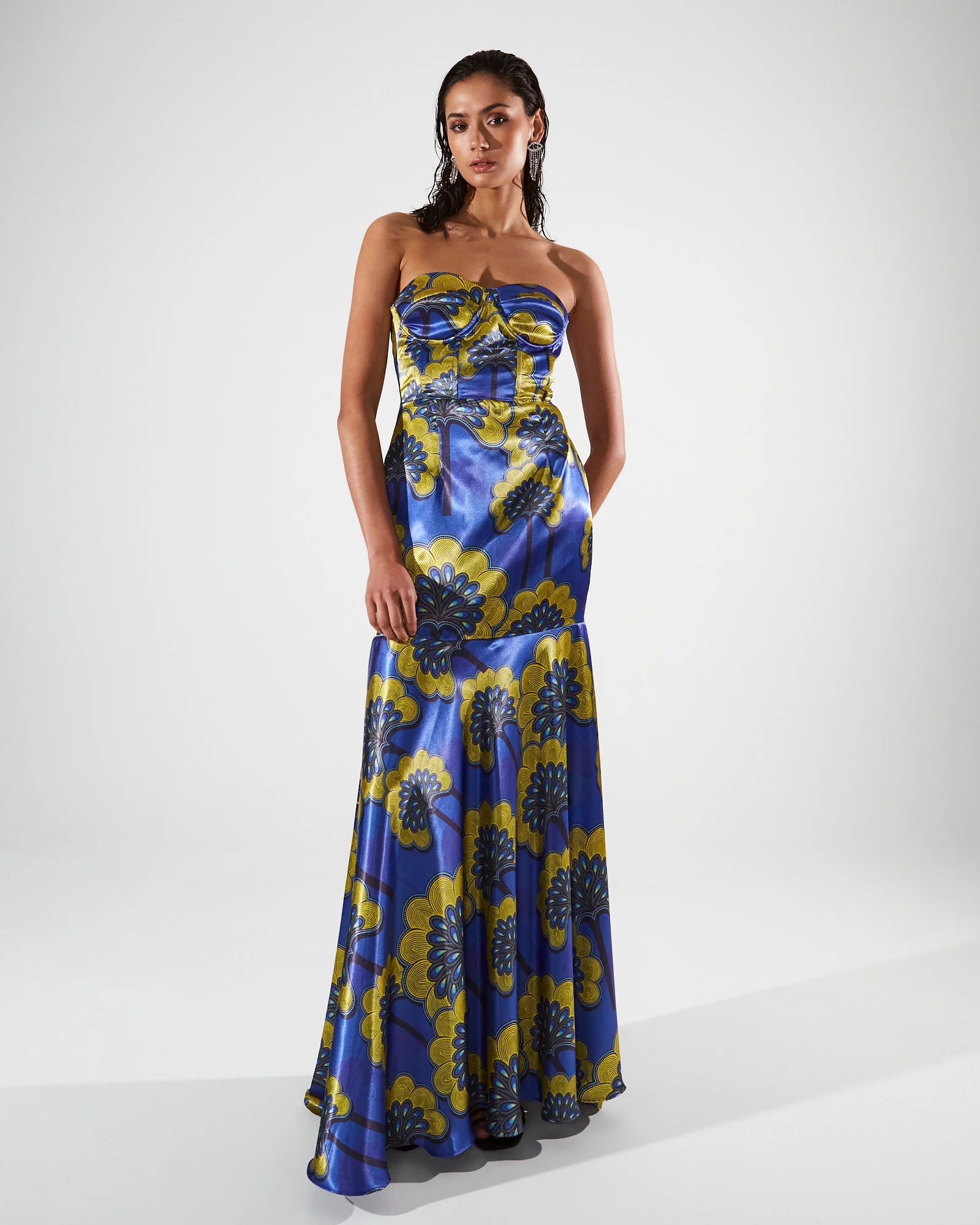 Tessa satin printed corset dress - Image 3