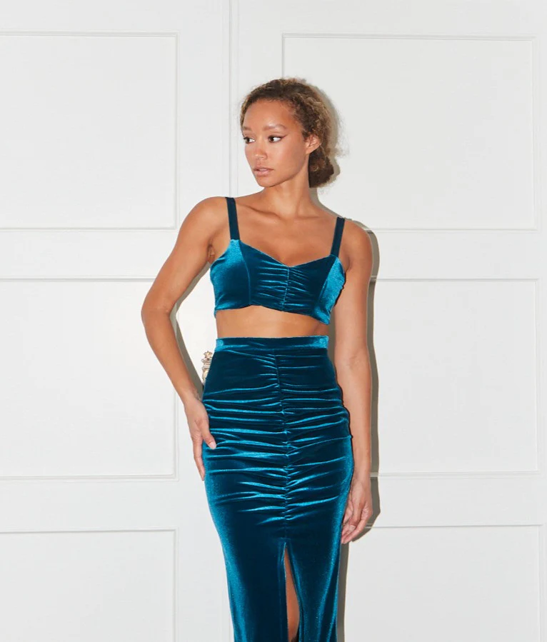 Thetis velvet petrol top