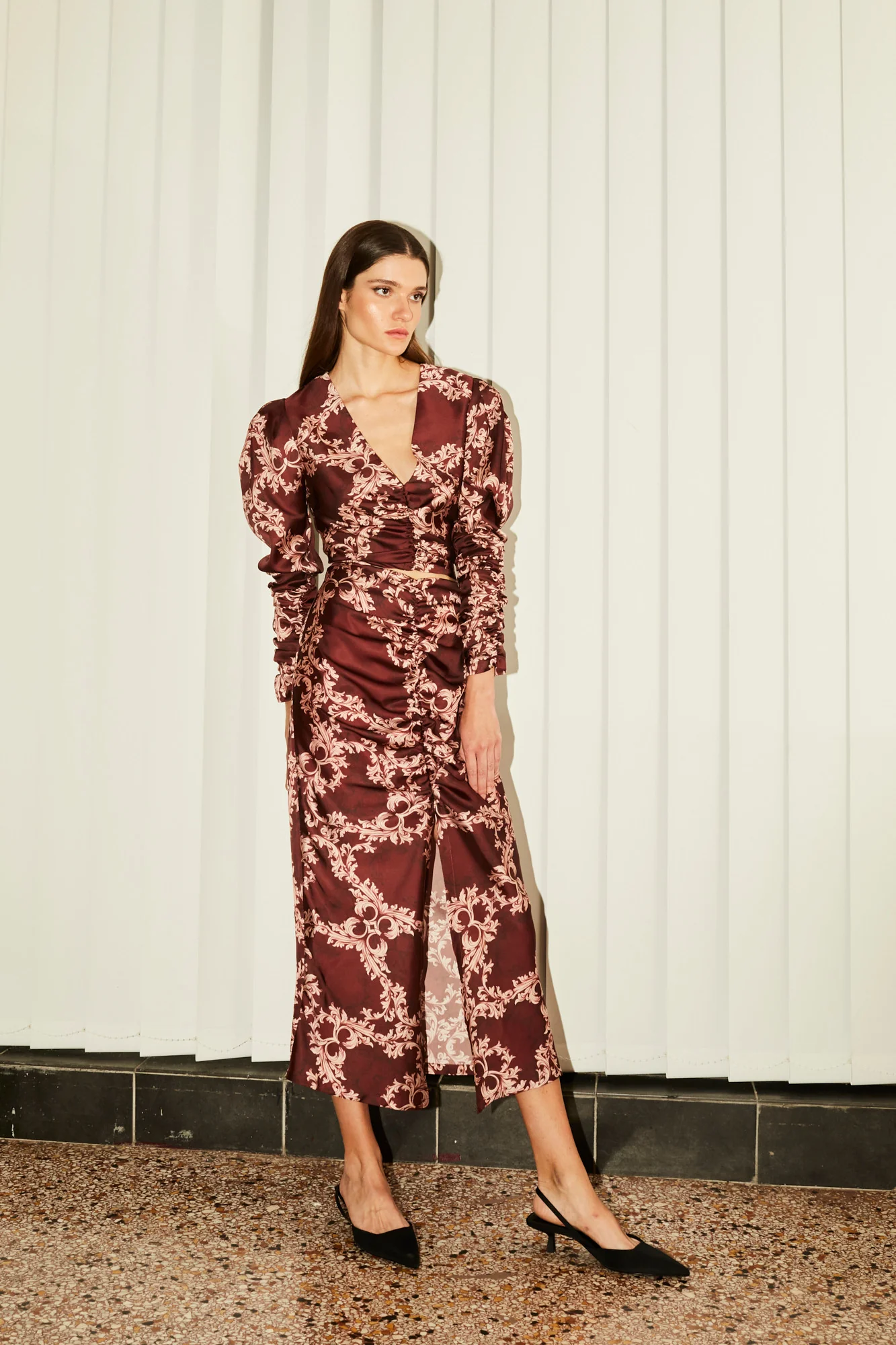 Valentina draped burgundy skirt - Image 3