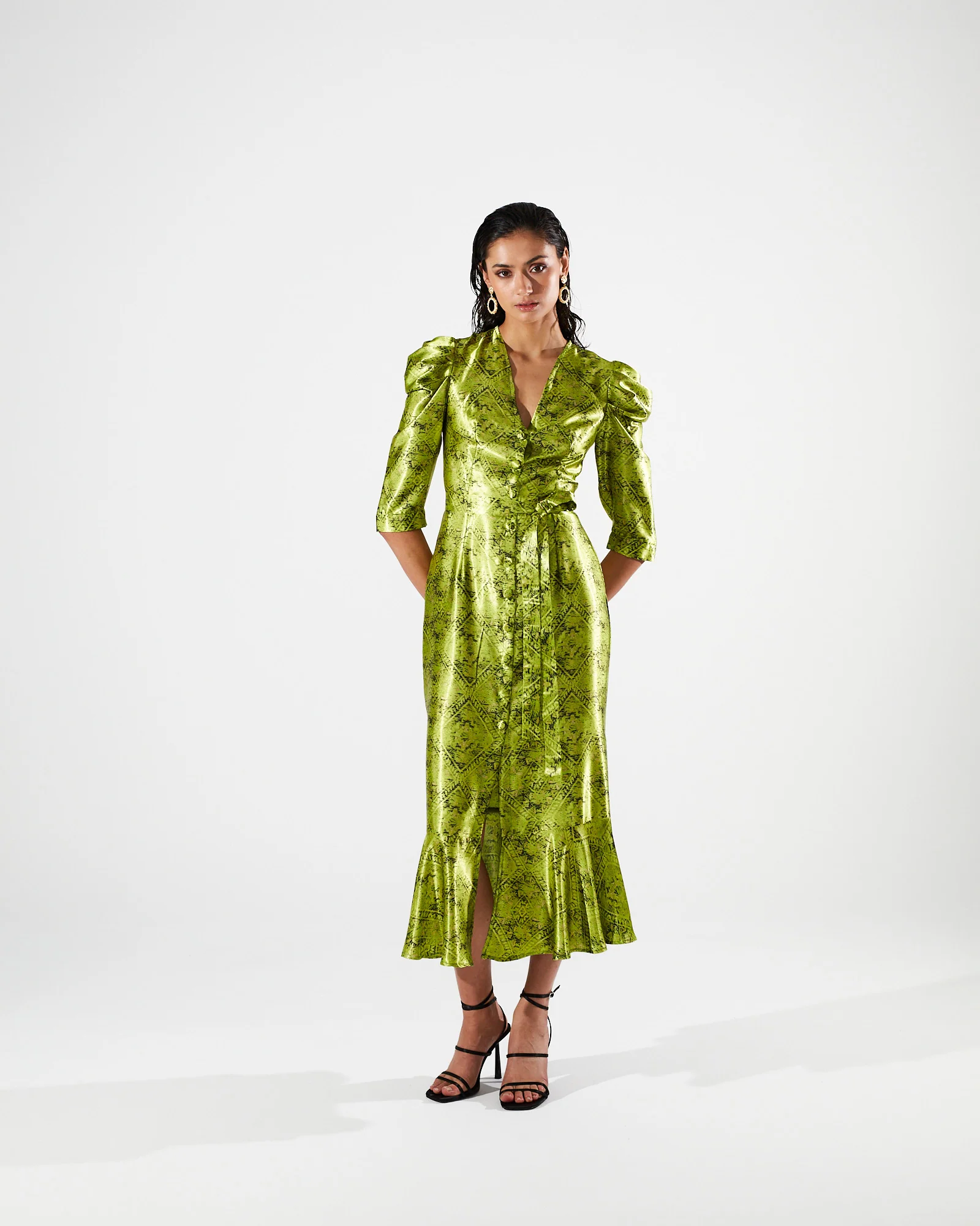 Viviana printed button dress