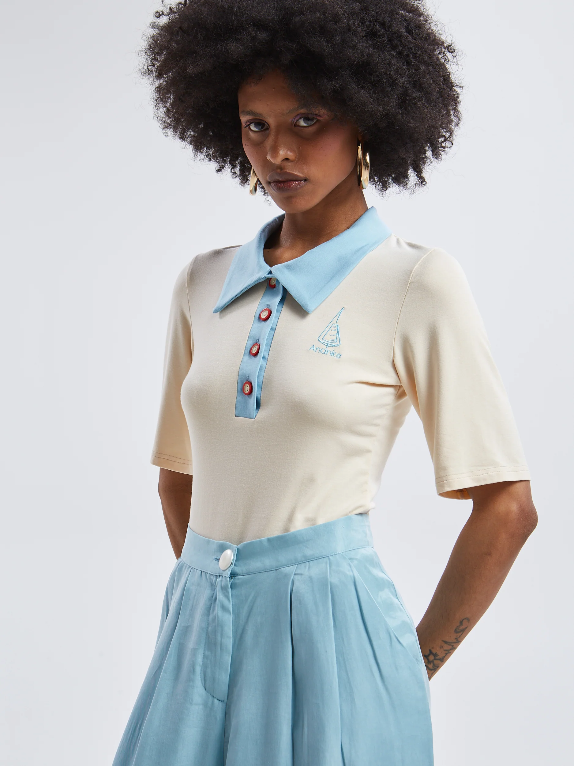 Yara polo ecru top