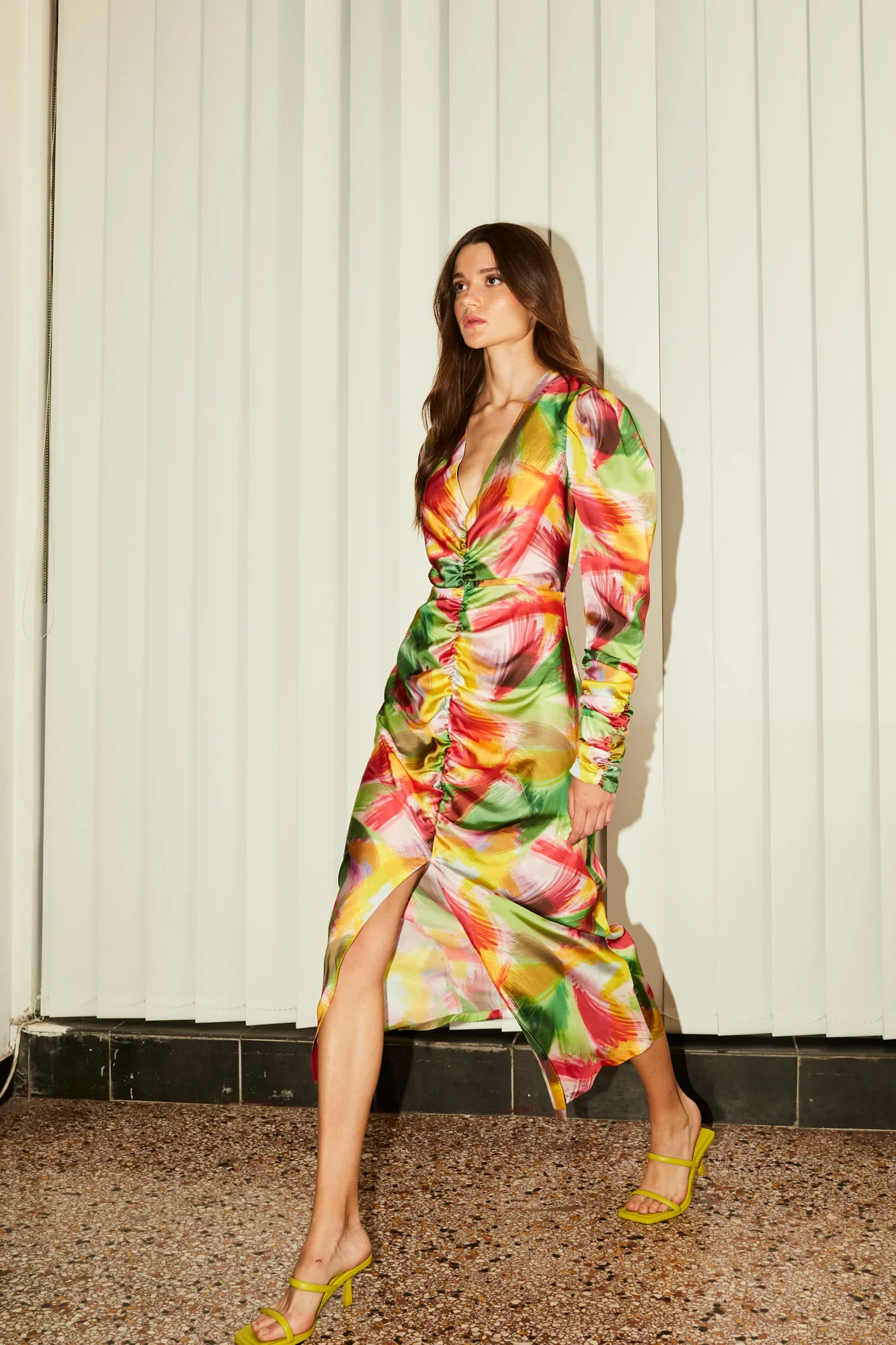Yolanda draped satin dress - Image 4