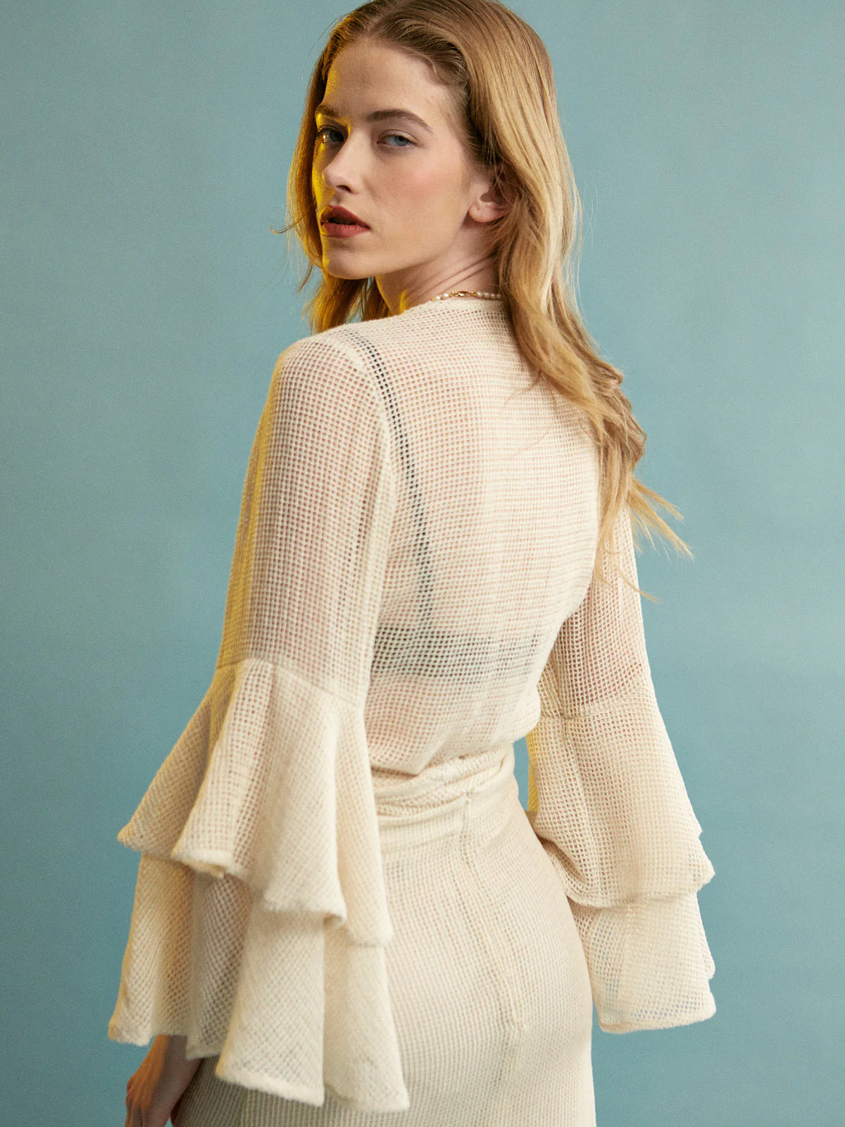 Zia cotton ruffle sleeve ecru top - Image 2