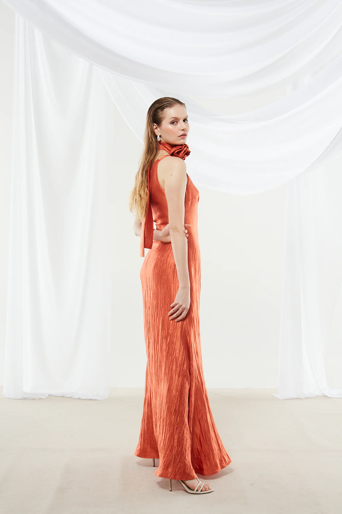 Zinnia one shoulder rust orange dress - Image 4