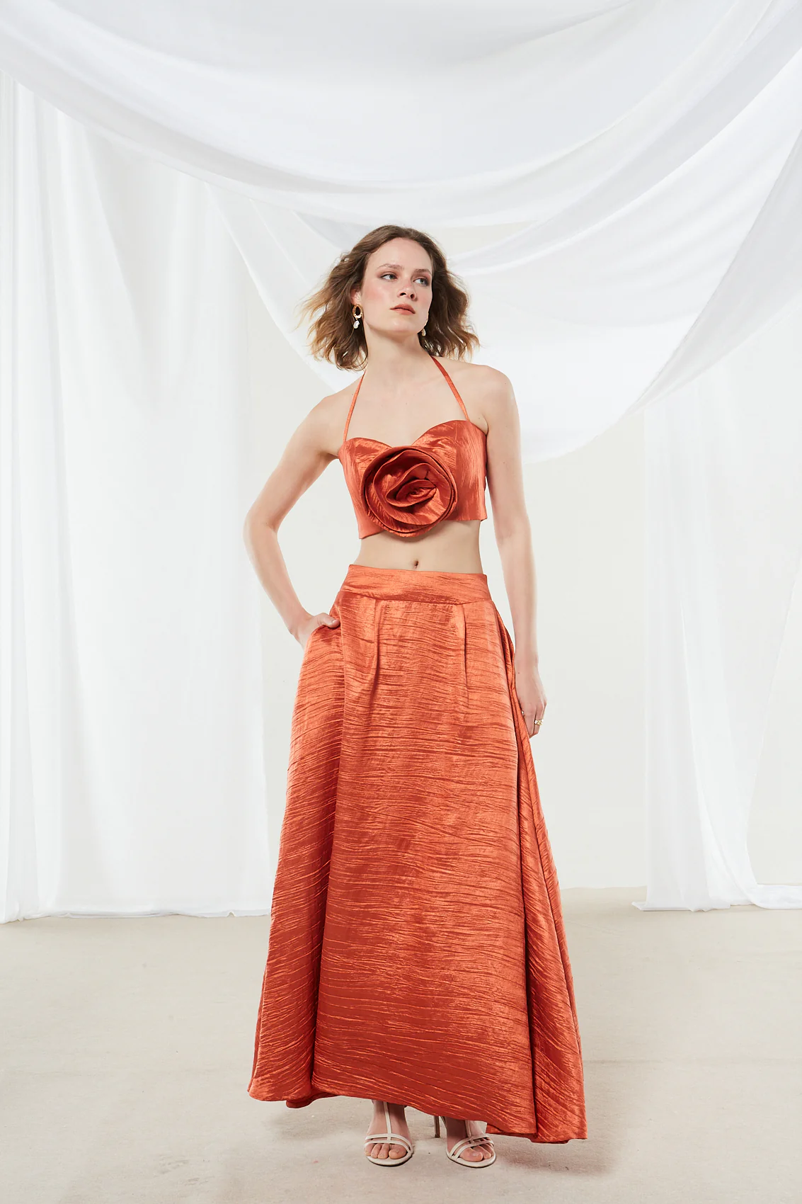 Zinnia wide rust orange skirt