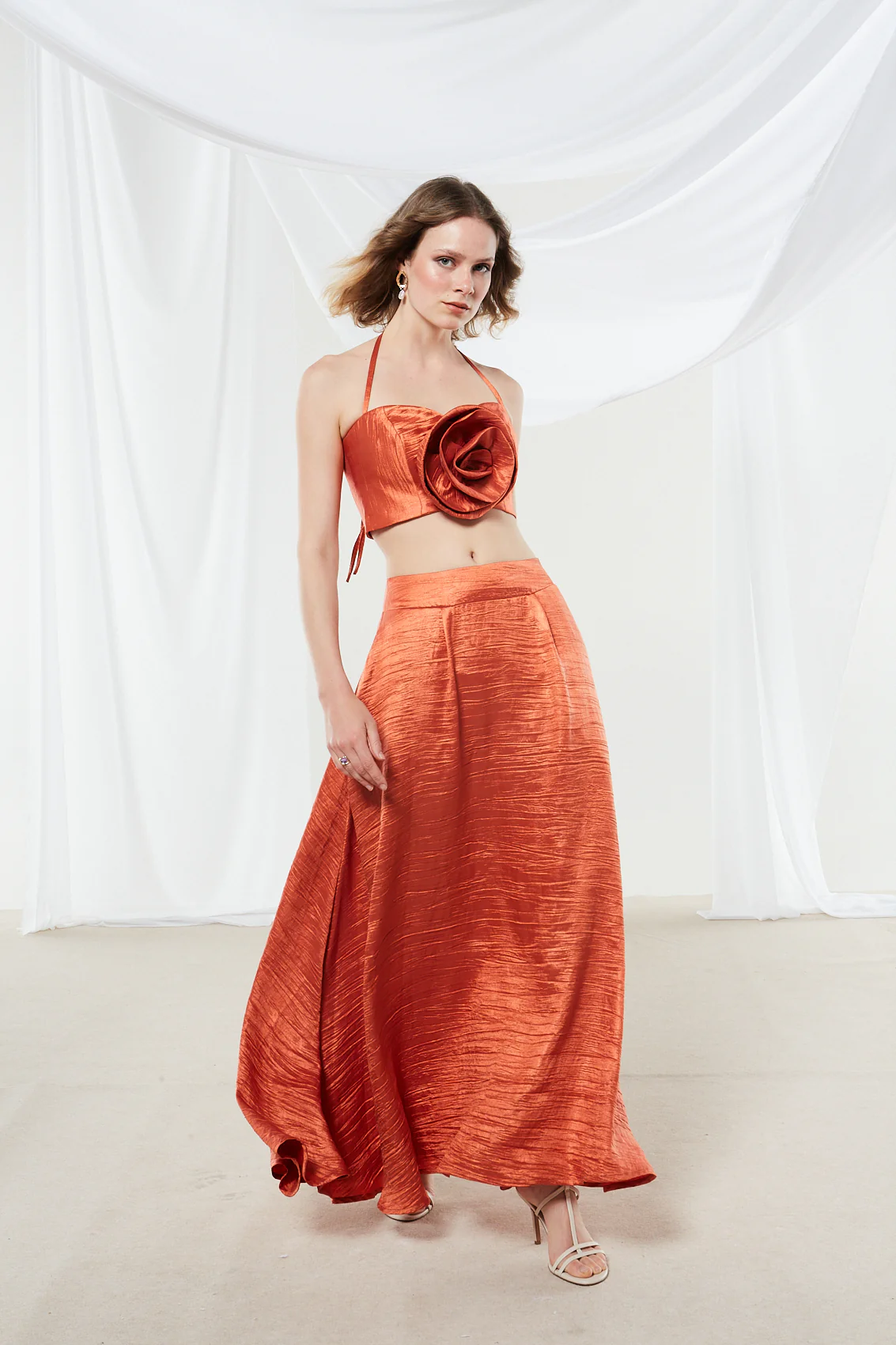 Zinnia wide rust orange skirt - Image 2